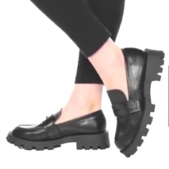 NWOT Abercrombie & Fitch Pamela chunky platform loafers in black Size 8.5 - Picture 3 of 13